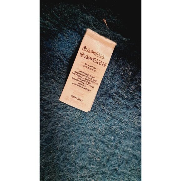 SINCERELY JULES NWT Women’s Medium Teal Fuzzy Full Zip Mock Neck Jacket - Picture 8 of 8